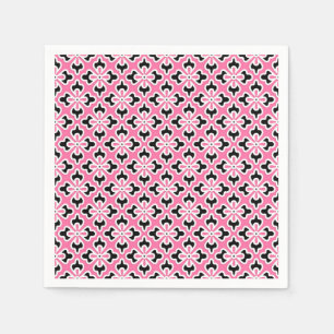 Guardanapo De Papel Impressão floral do quimono, rosa, preto e branco