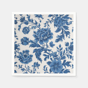 Guardanapo De Papel Impressão Floral inspirada no Vitoriano Azul e Bra