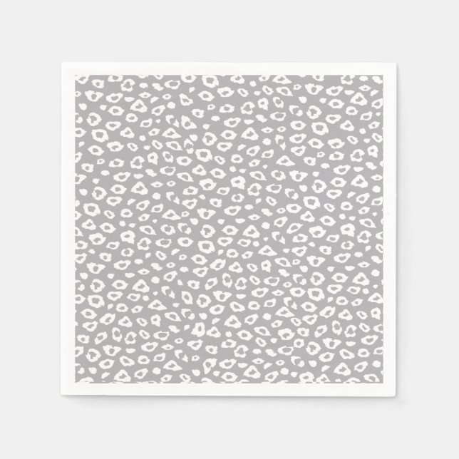 Guardanapo De Papel Impressão Leopardo Branco e cinza (Frente)