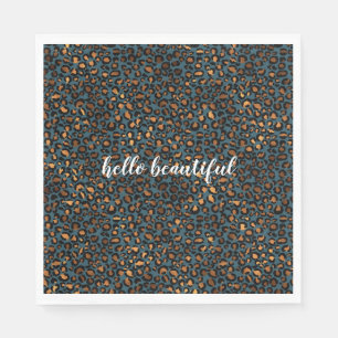 Guardanapo De Papel Impressão Leopardo de Bronze Azul