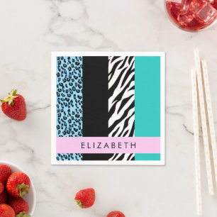 Guardanapo De Papel Impressão Leopardo, Impressão Zebra, Azul, Seu Nom