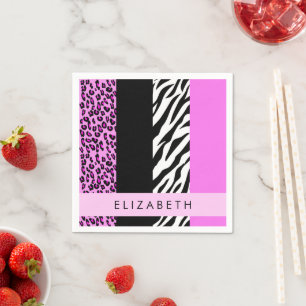 Guardanapo De Papel Impressão Leopardo, Impressão Zebra, Rosa, Seu Nom