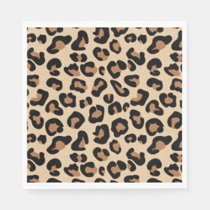 Guardanapo De Papel Impressão Leopardo, Preto, Ferrugem e Tom