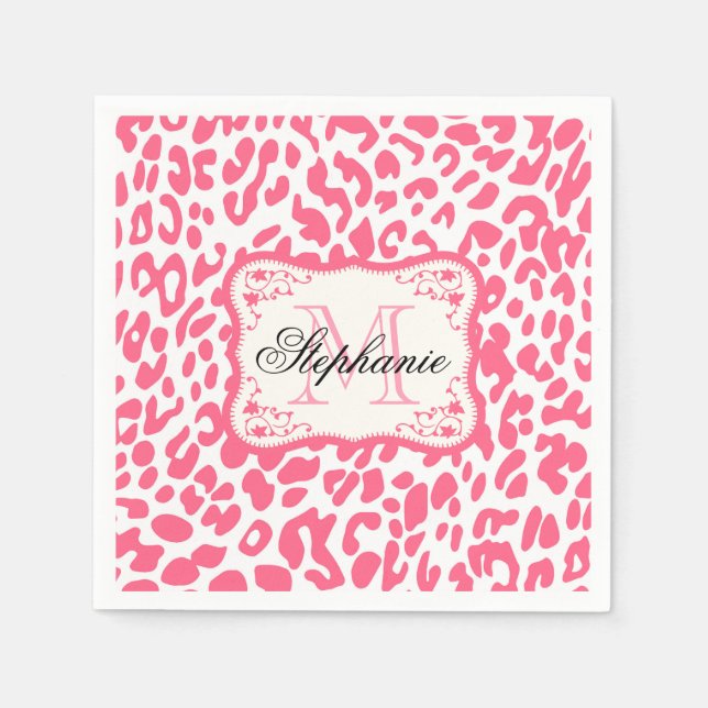 Guardanapo De Papel Impressão Leopardo Rosa (Frente)