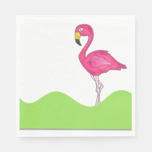 Guardanapo De Papel Impressão Napkins, Pássaro Flamingo Verde Tropical