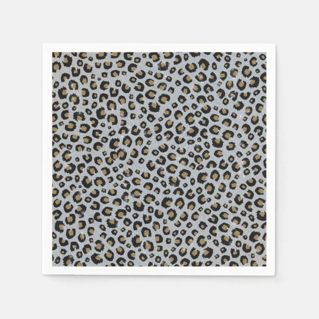 Guardanapo De Papel Impressão Preta-Leopardo-Preto com Lâmpada Dourada (Frente)