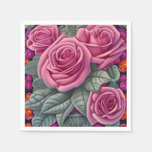 Guardanapo De Papel Impressão Rosa Rosa Rosa Rosa, Grande Vitoriano Pa