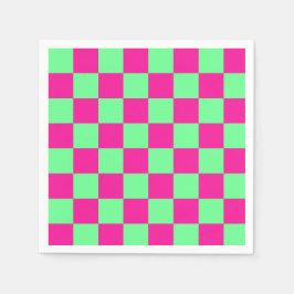 Guardanapo De Papel Impressão Xadrez Rosa e Verde