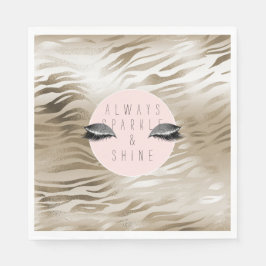 Guardanapo De Papel Impressão Zebra Dourada Leve Prateada Olhos Espelh