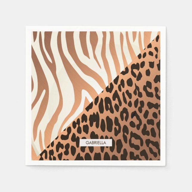 Guardanapo De Papel Impressão Zebra e Leopardo (Frente)