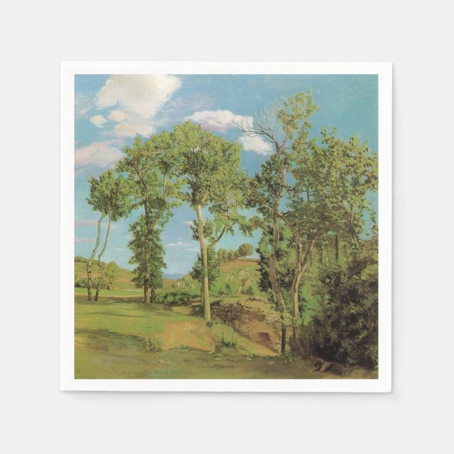 Guardanapo De Papel Impressionista Frederic Bazille da Paisagem Paysag (Frente)