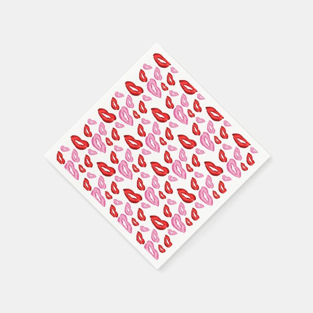 Guardanapo De Papel Impressões de Batom Vermelho Rosa  (Canto)