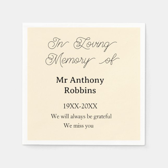 Guardanapo De Papel In Loving memory of name funeral memory keepsake (Frente)