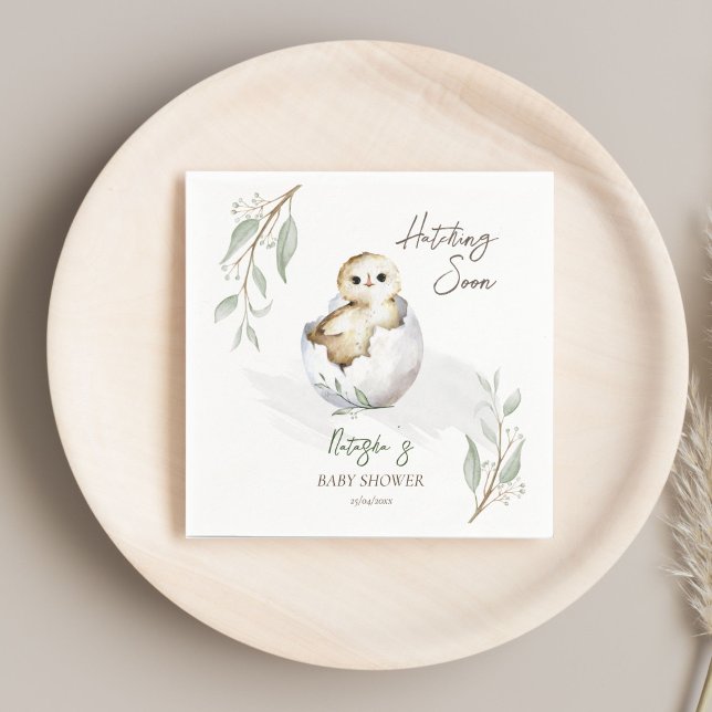 Guardanapo De Papel Incêndio em breve primavera chá de fraldas de páss (Hatching soon little bird spring baby shower template napkins personalized tableware baby owl in egg)