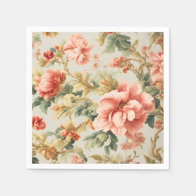 Guardanapo De Papel Incríveis Flores, Folhas. Pintura (Frente)