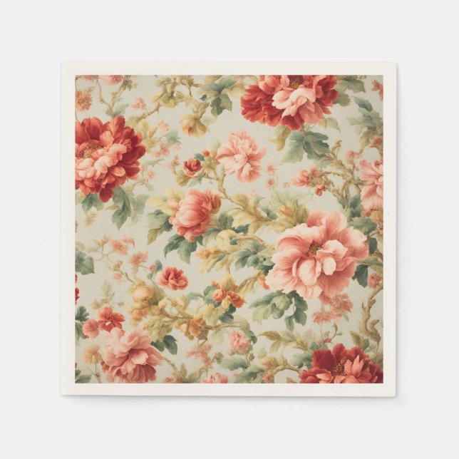 Guardanapo De Papel Incríveis Flores, Folhas. Pintura (Frente)