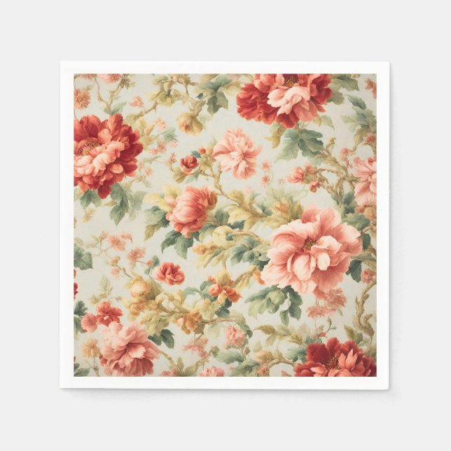 Guardanapo De Papel Incríveis Flores, Folhas. Pintura (Frente)