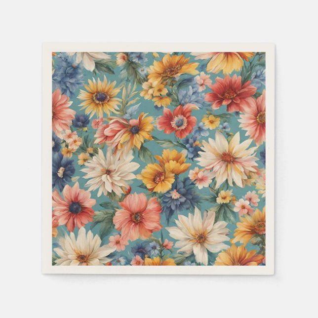 Guardanapo De Papel Incrível e elegante Flores de Verão (Frente)