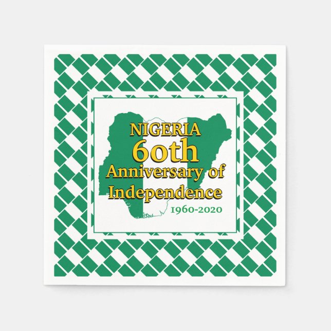 Guardanapo De Papel Independência do 60º aniversário da NIGÉRIA | Nigé (Frente)