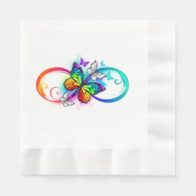 Guardanapo De Papel Infinidade brilhante com borboleta arco-íris (Frente)
