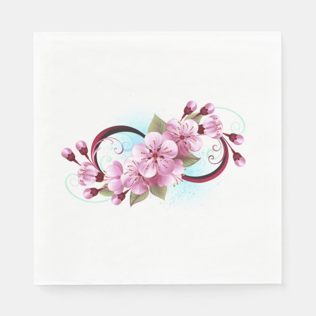Guardanapo De Papel Infinidade com Flores de Flor Sakura (Frente)