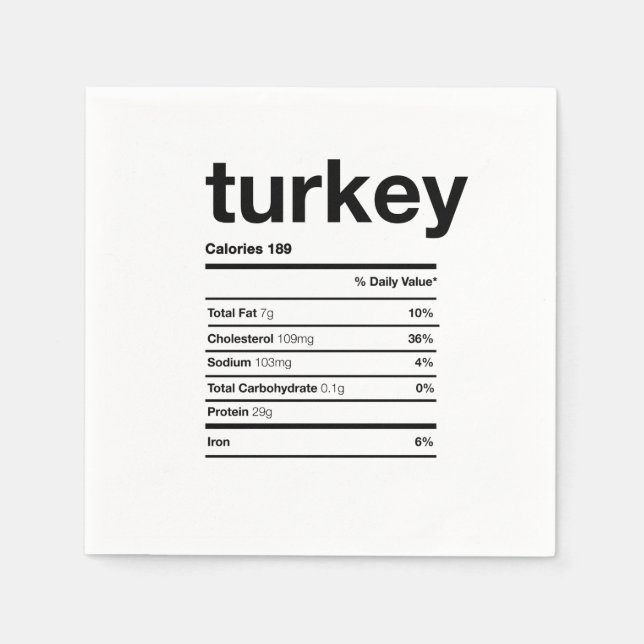 Guardanapo De Papel Informações Nutricionais da Turquia (Frente)