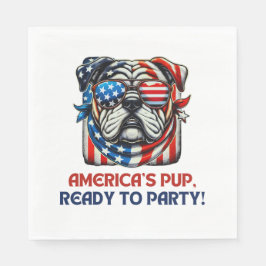 Guardanapo De Papel Inglês Buldog 4 de julho Merica Sunglass USA