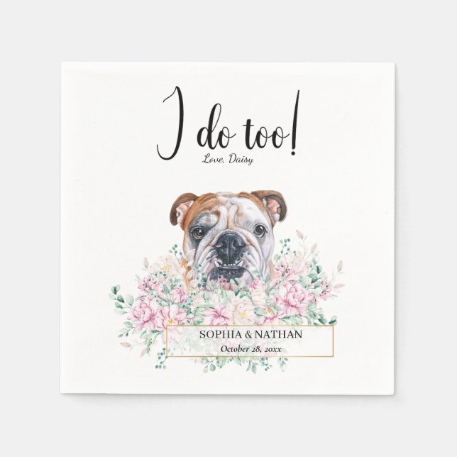 Guardanapo De Papel Inglês Bulldog Casamento Cocktail Napkins (Frente)