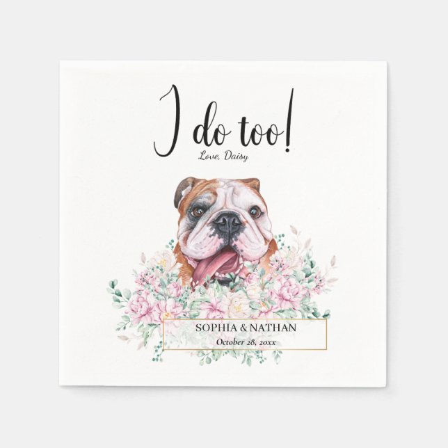 Guardanapo De Papel Inglês Bulldog Casamento Cocktail Napkins (Frente)