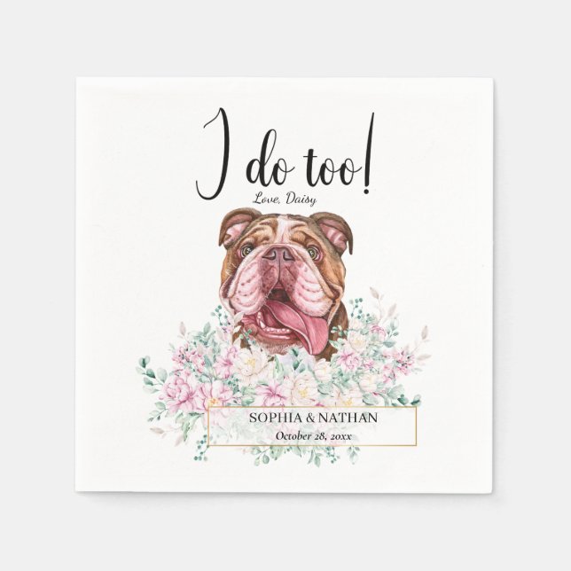Guardanapo De Papel Inglês Bulldog Casamento Cocktail Napkins (Frente)
