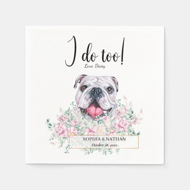 Guardanapo De Papel Inglês Bulldog Casamento Cocktail Napkins (Frente)