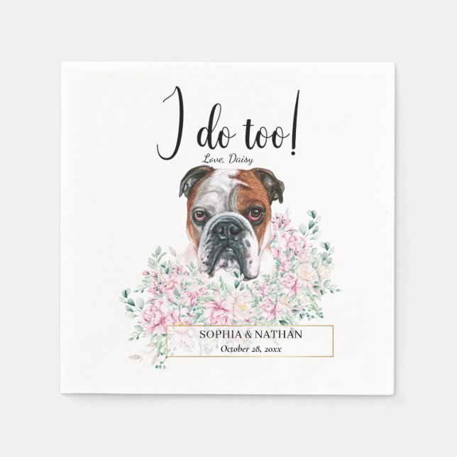 Guardanapo De Papel Inglês Bulldog Casamento Cocktail Napkins (Frente)