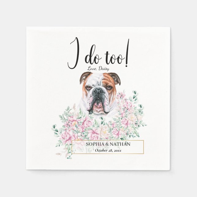 Guardanapo De Papel Inglês Bulldog Casamento Cocktail Napkins (Frente)