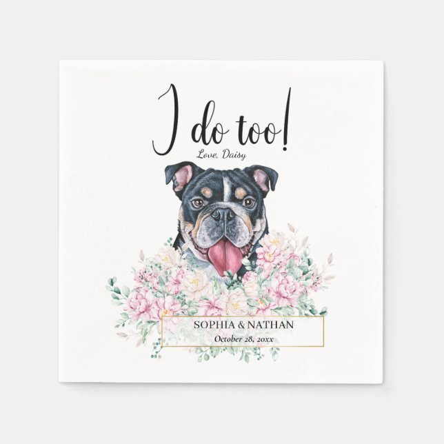 Guardanapo De Papel Inglês Bulldog Casamento Cocktail Napkins (Frente)