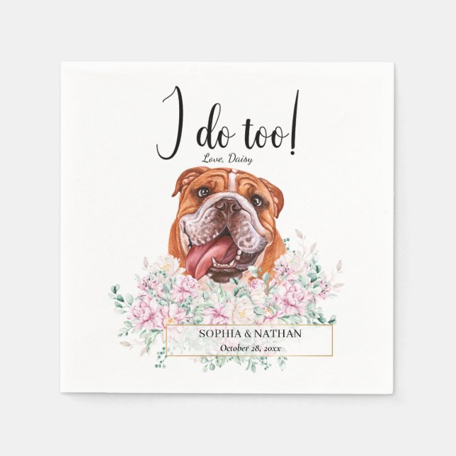 Guardanapo De Papel Inglês Bulldog Casamento Cocktail Napkins (Frente)