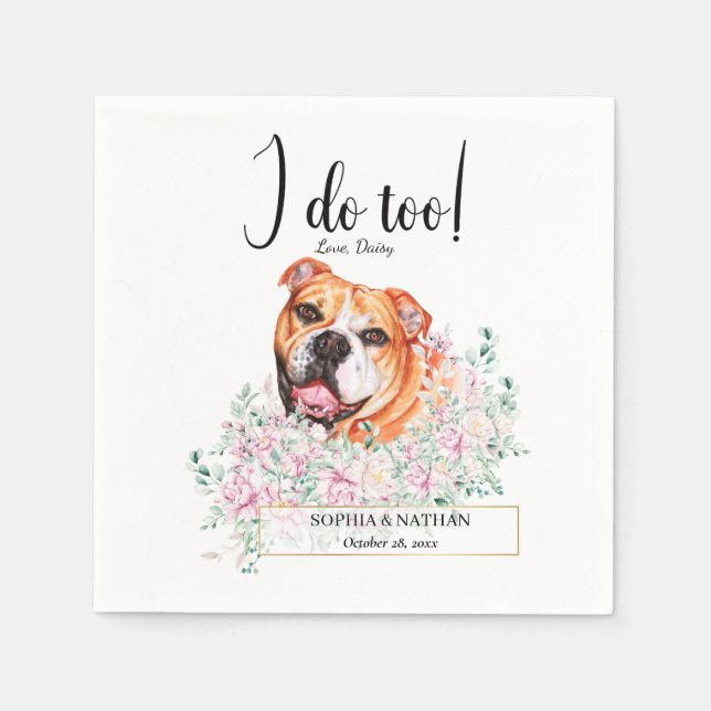 Guardanapo De Papel Inglês Bulldog Casamento Cocktail Napkins (Frente)