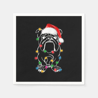 Guardanapo De Papel Inglês Bulldog Dog Lights Christmas Mating Fami