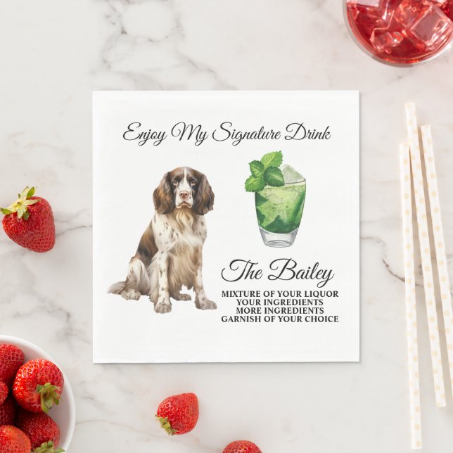 Guardanapo De Papel Inglês Springer Spaniel Wedding Signature Drink (Insitu)