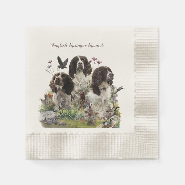 Guardanapo De Papel Inglês Springer Spaniels, Arte (Frente)