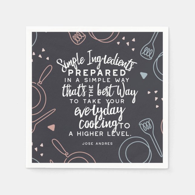 Guardanapo De Papel Ingredientes simples e citações diárias de cozinha (Frente)