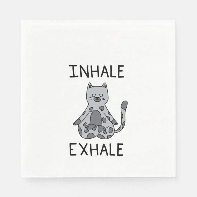 Guardanapo De Papel Inhale Exhale Yoga Cat (Frente)