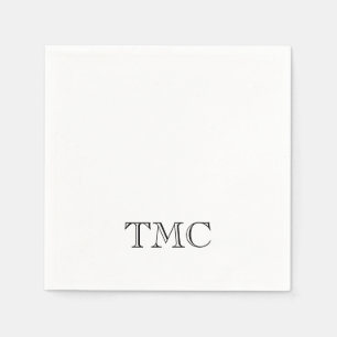 Guardanapo De Papel Iniciais Clássicos do Monograma Branco Preto Elega
