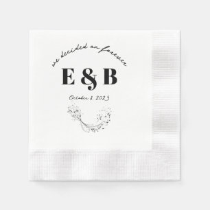 Guardanapo De Papel Iniciais de Casamento Floral e Data