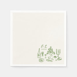 Guardanapo De Papel Iniciais de Comida de Casamento Desenhadas à Mão