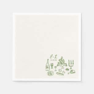 Guardanapo De Papel Iniciais de Comida de Casamento Desenhadas à Mão