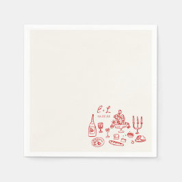 Guardanapo De Papel Iniciais de Comida de Casamento Desenhadas à Mão