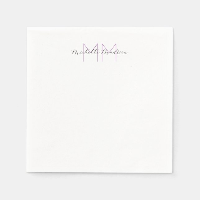 Guardanapo De Papel Iniciais de Nome de Escrita Manual Moderna Monogra (Frente)
