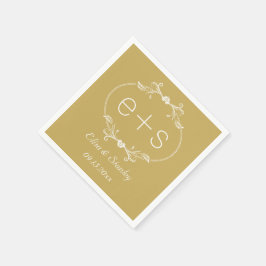 Guardanapo De Papel Iniciais de quadro branco monograma elegante casam