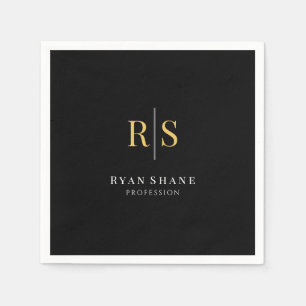 Guardanapo De Papel Iniciais Dourados, Nome, Profissão, Preto