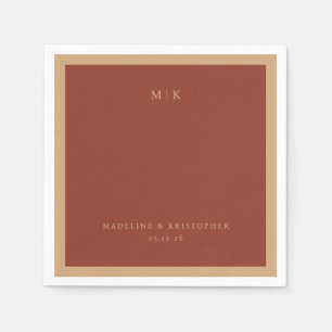 Guardanapo De Papel Iniciais Minimalistas Marrons Elegantes